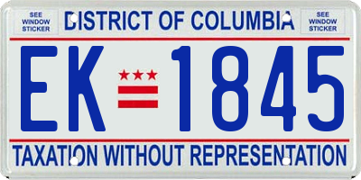 DC license plate EK1845