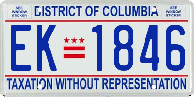 DC license plate EK1846