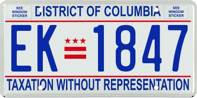 DC license plate EK1847