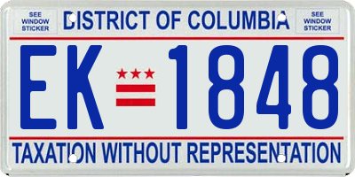 DC license plate EK1848