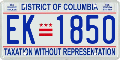 DC license plate EK1850