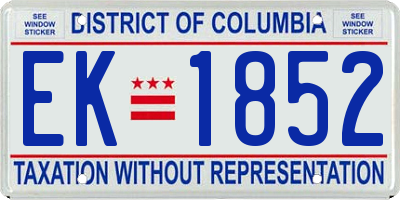 DC license plate EK1852