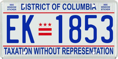 DC license plate EK1853