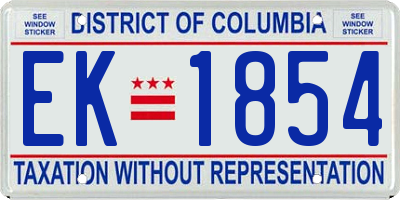 DC license plate EK1854