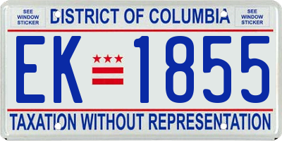 DC license plate EK1855