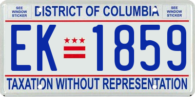 DC license plate EK1859