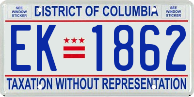 DC license plate EK1862