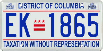 DC license plate EK1865