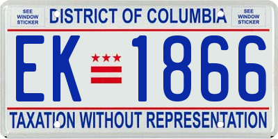 DC license plate EK1866