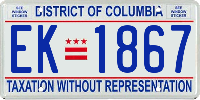 DC license plate EK1867