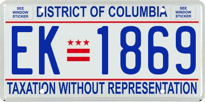 DC license plate EK1869