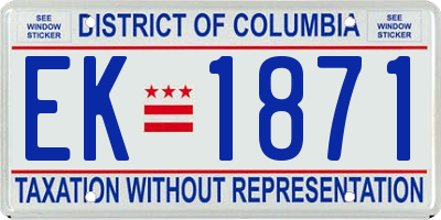 DC license plate EK1871