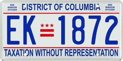 DC license plate EK1872