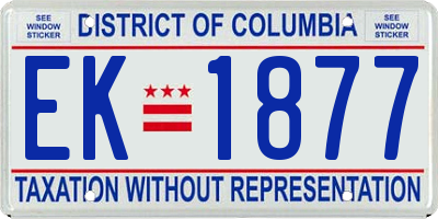 DC license plate EK1877