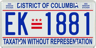 DC license plate EK1881