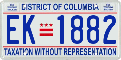 DC license plate EK1882