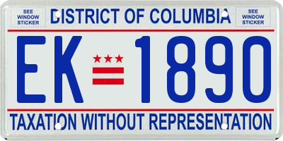 DC license plate EK1890