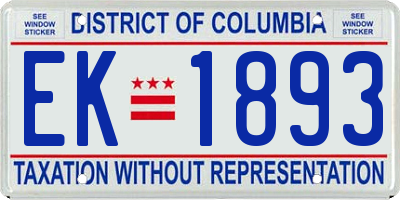 DC license plate EK1893