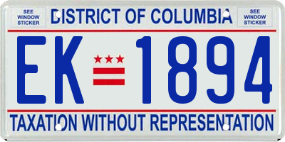 DC license plate EK1894