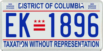 DC license plate EK1896