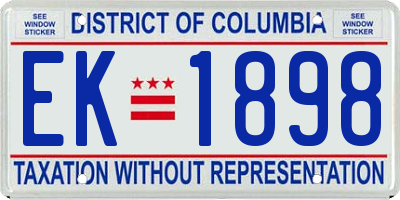 DC license plate EK1898