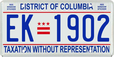 DC license plate EK1902