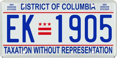 DC license plate EK1905