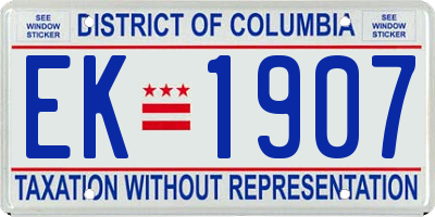 DC license plate EK1907