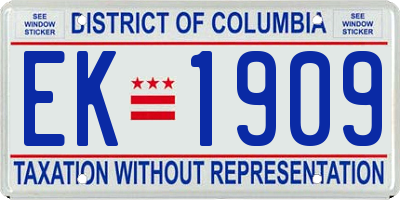 DC license plate EK1909