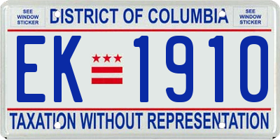 DC license plate EK1910