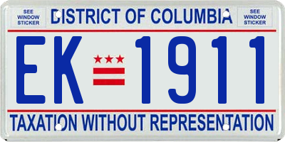 DC license plate EK1911