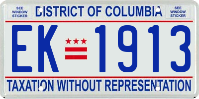 DC license plate EK1913