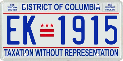 DC license plate EK1915