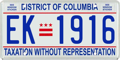 DC license plate EK1916