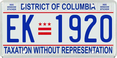 DC license plate EK1920