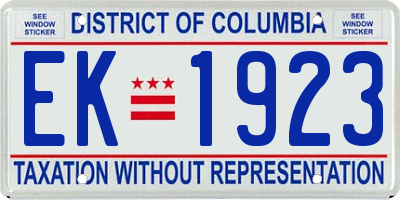 DC license plate EK1923