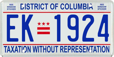 DC license plate EK1924