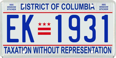 DC license plate EK1931