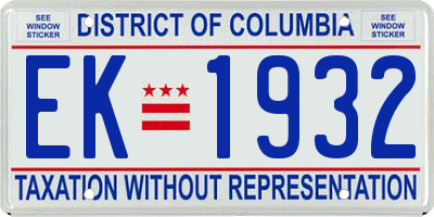 DC license plate EK1932