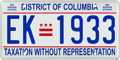 DC license plate EK1933