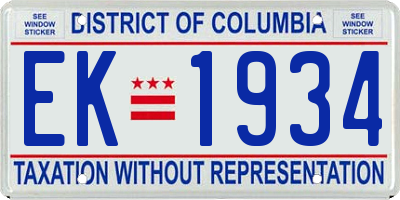 DC license plate EK1934