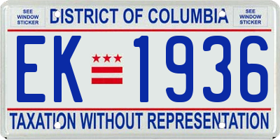 DC license plate EK1936