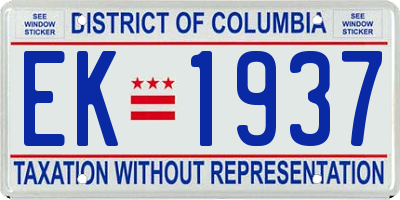 DC license plate EK1937