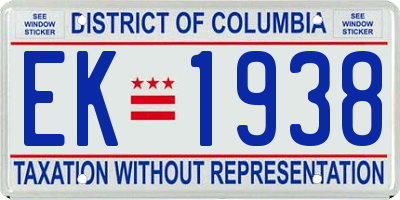 DC license plate EK1938