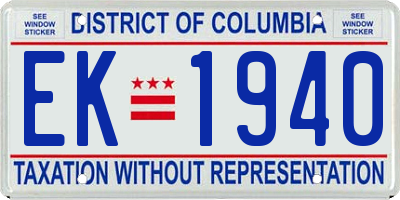 DC license plate EK1940