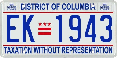 DC license plate EK1943