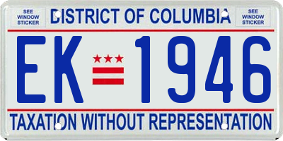 DC license plate EK1946