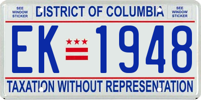 DC license plate EK1948