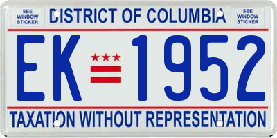 DC license plate EK1952