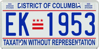 DC license plate EK1953